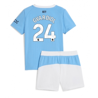 Billige Fotballdrakt Manchester City Josko Gvardiol #24 Replika Hjemmedraktsett Barn 2025-26 Kortermet (med bukser)